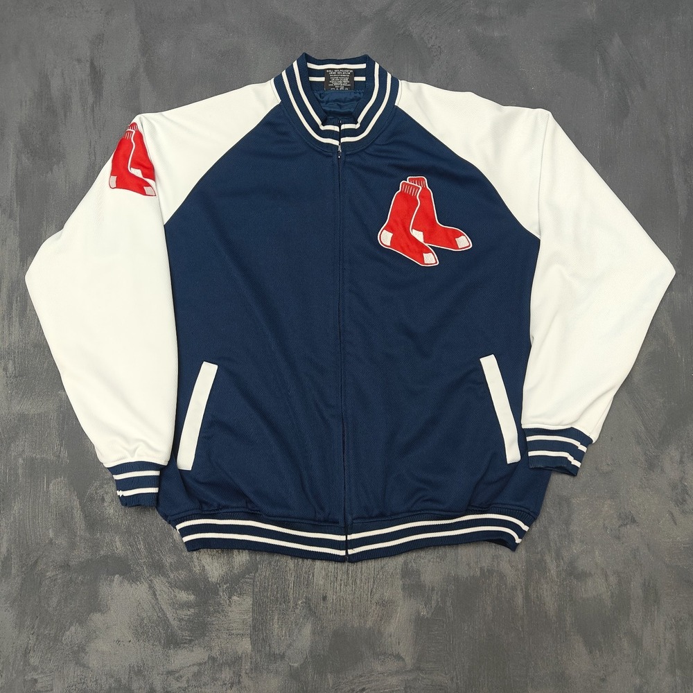 Boston Red Sox zip up windbreaker jack men's XL blue MLB logo